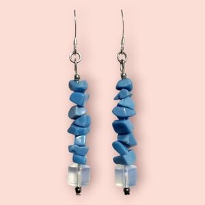 Turquoise opalite Silver Earrings 2.5"